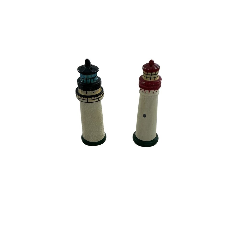 Lighthouse Salt & Pepper Shakers Nautical Beach House Decor 4" Tall - Picture 4 of 5